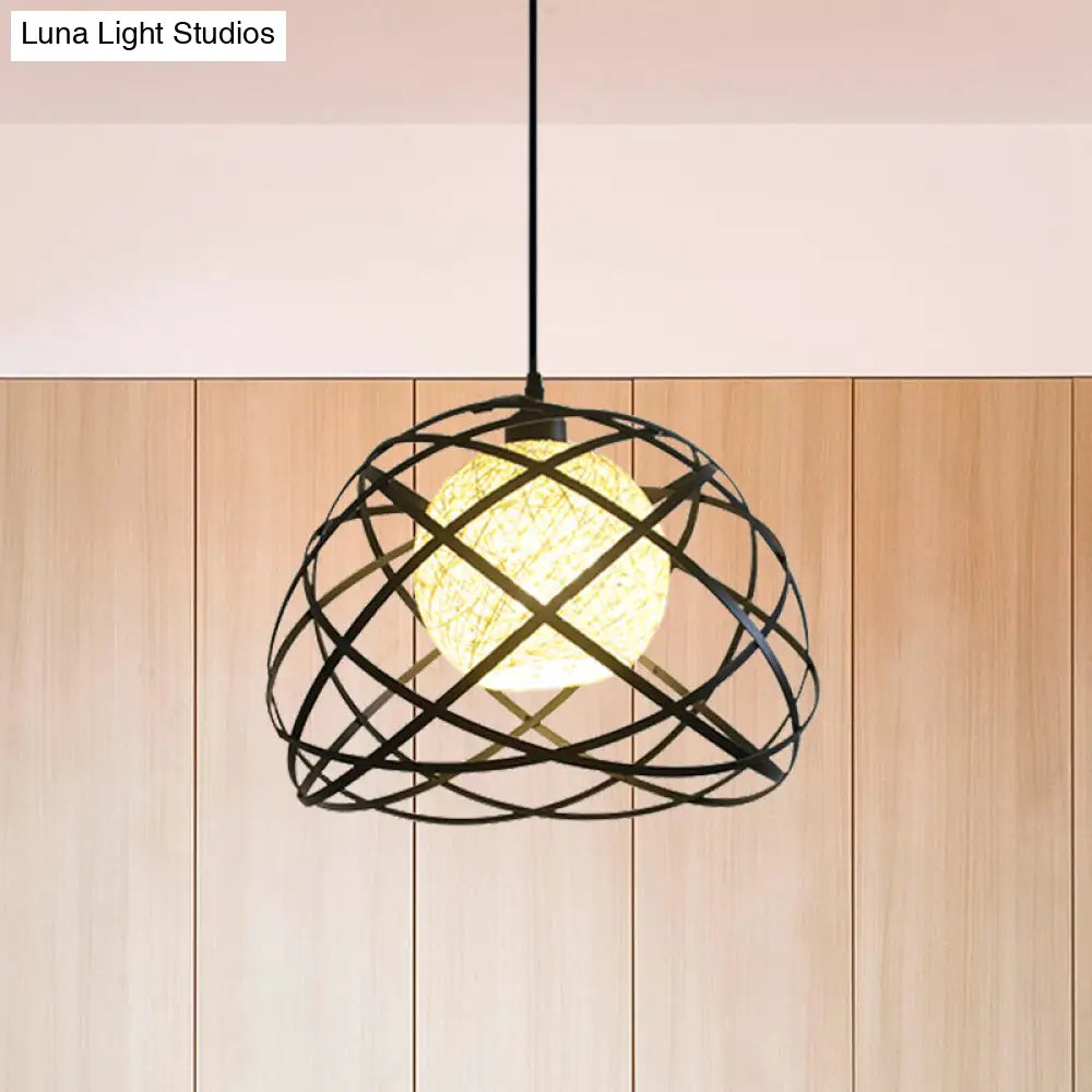 Industrial Dome-Shaded Black Pendant Light For Dining Rooms