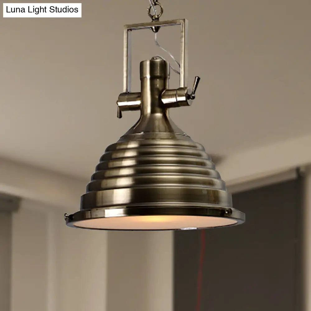 Industrial Metallic Cone Pendant Lamp - Bronze/Rust/Chrome Finish 14/16 Width Bronze / 14