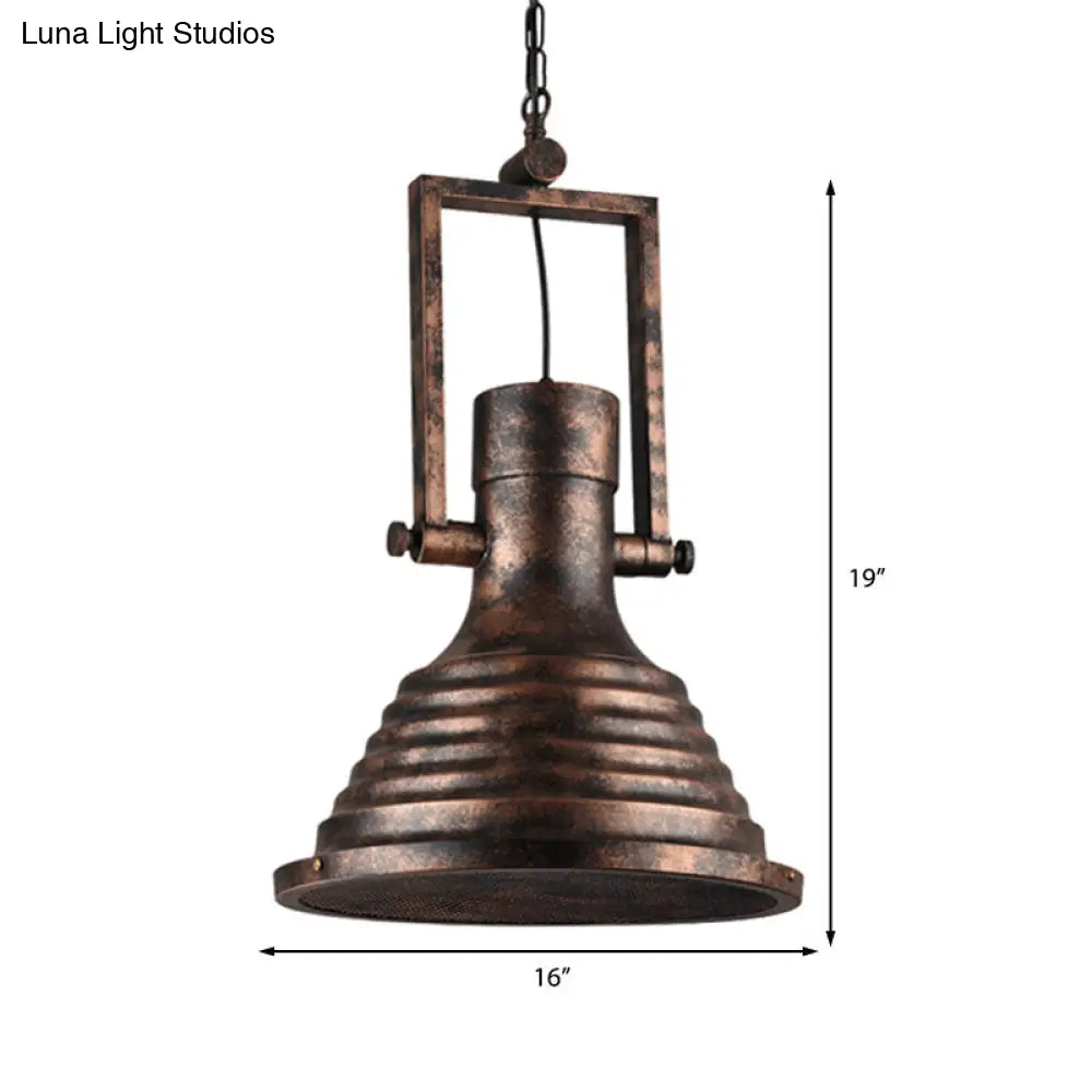 Industrial Metallic Cone Pendant Lamp - Bronze/Rust/Chrome Finish 14/16 Width