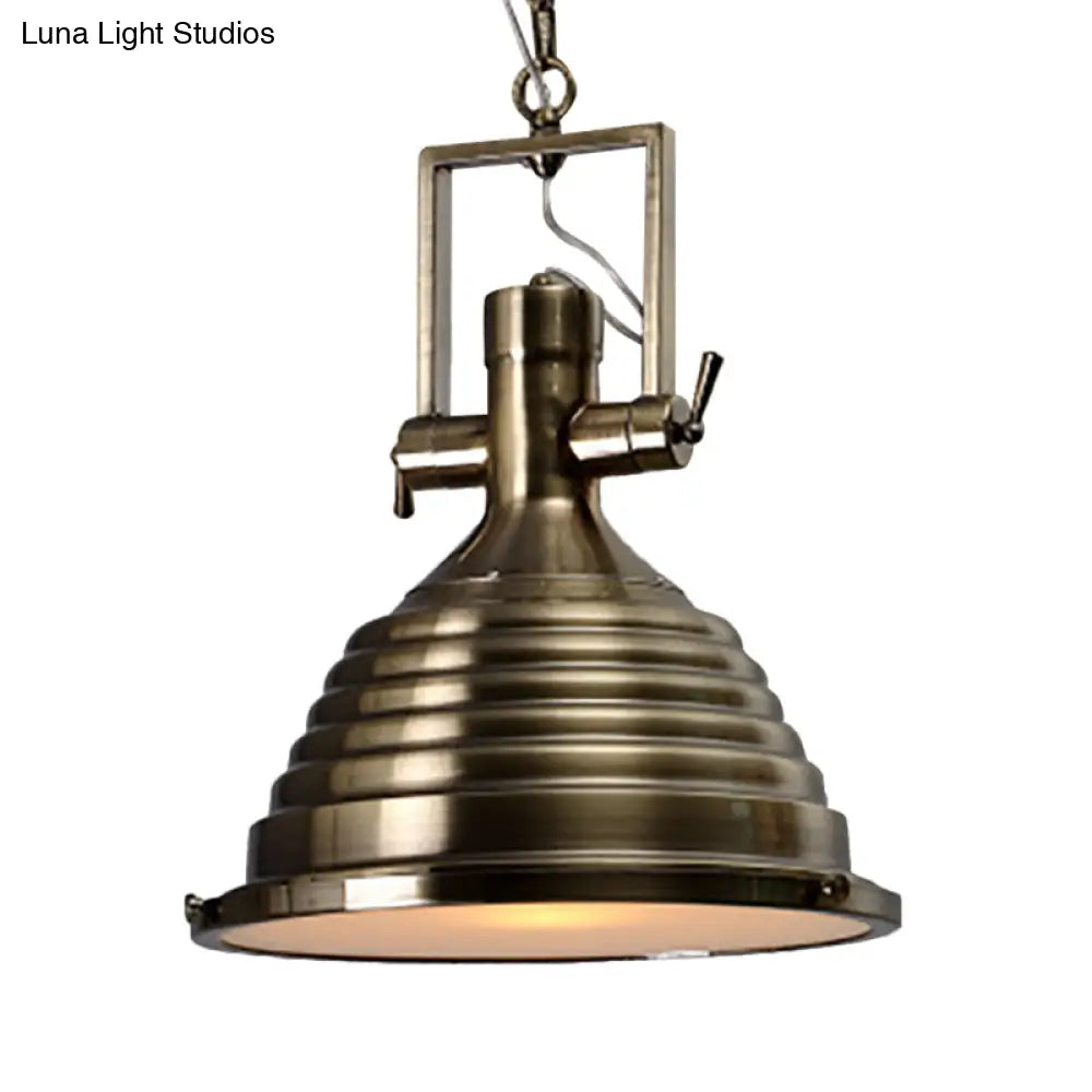 Industrial Metallic Cone Pendant Lamp - Bronze/Rust/Chrome Finish 14’/16’ Width Hanging Ceiling