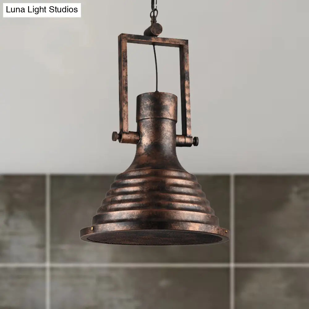 Industrial Metallic Cone Pendant Lamp - Bronze/Rust/Chrome Finish 14/16 Width Rust / 14