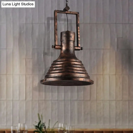 Industrial Metallic Cone Pendant Lamp - Bronze/Rust/Chrome Finish 14/16 Width
