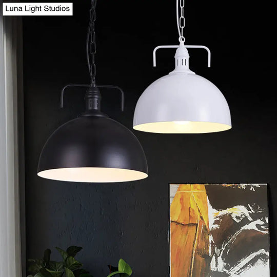 Industrial Metallic Living Room Pendant Light - 1 Red/Yellow/Rust Finish 12’/16’ Bowl