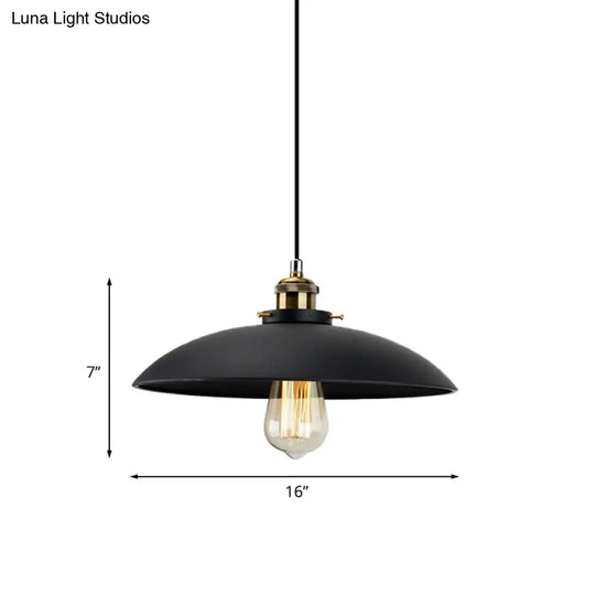 Industrial Black Saucer Shade Pendant Light For Dining Table - 1 12.5/16 Width