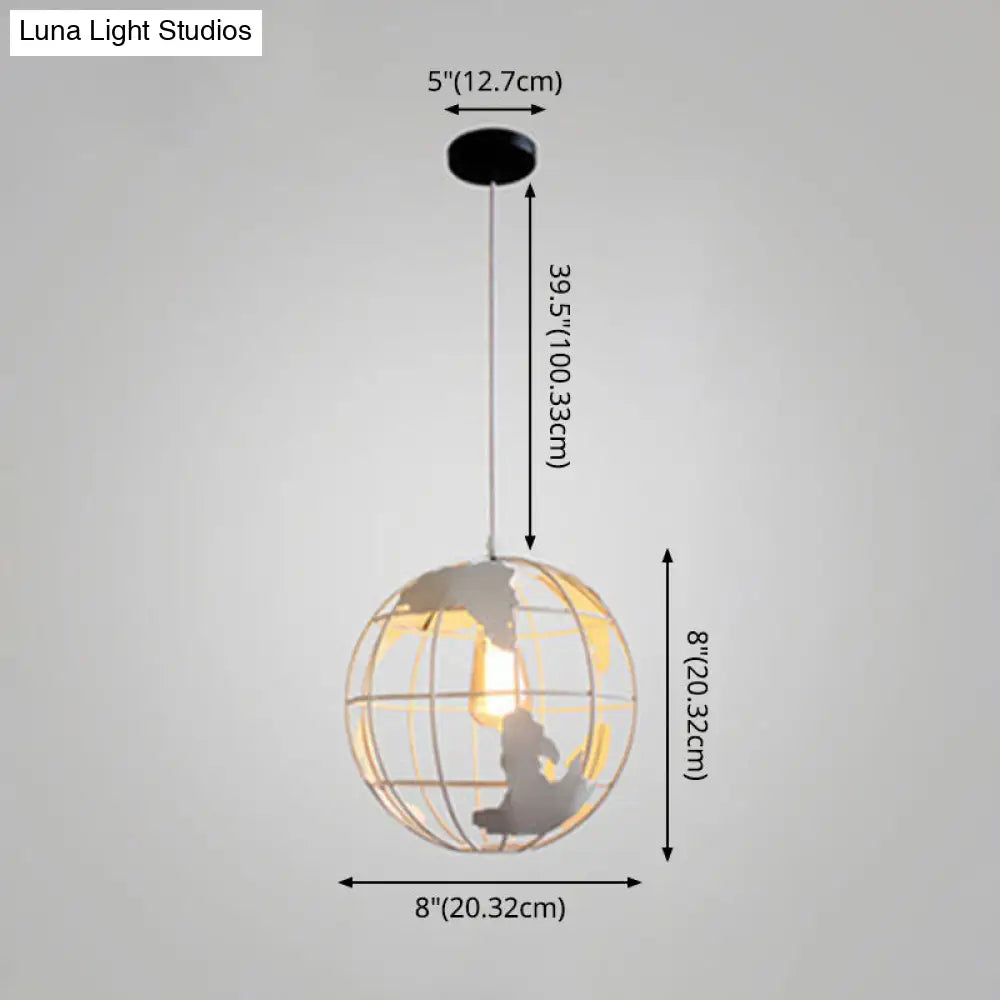 Industrial Metallic Pendant Light - Cage Globe Ceiling For Coffee Shop