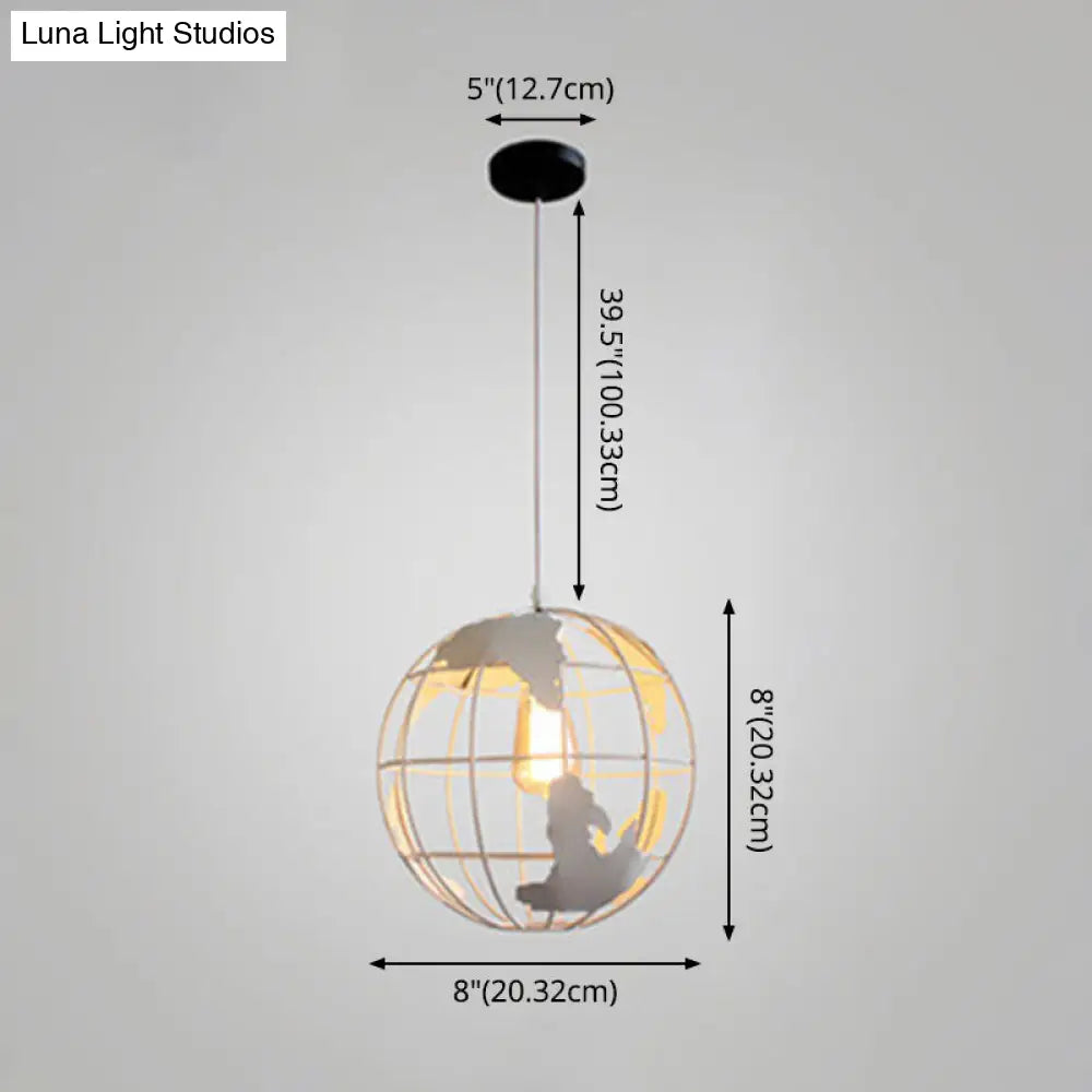 Industrial Metallic Pendant Light With Cage Globe Design For Coffee Shop - 1 Ceiling Fixture
