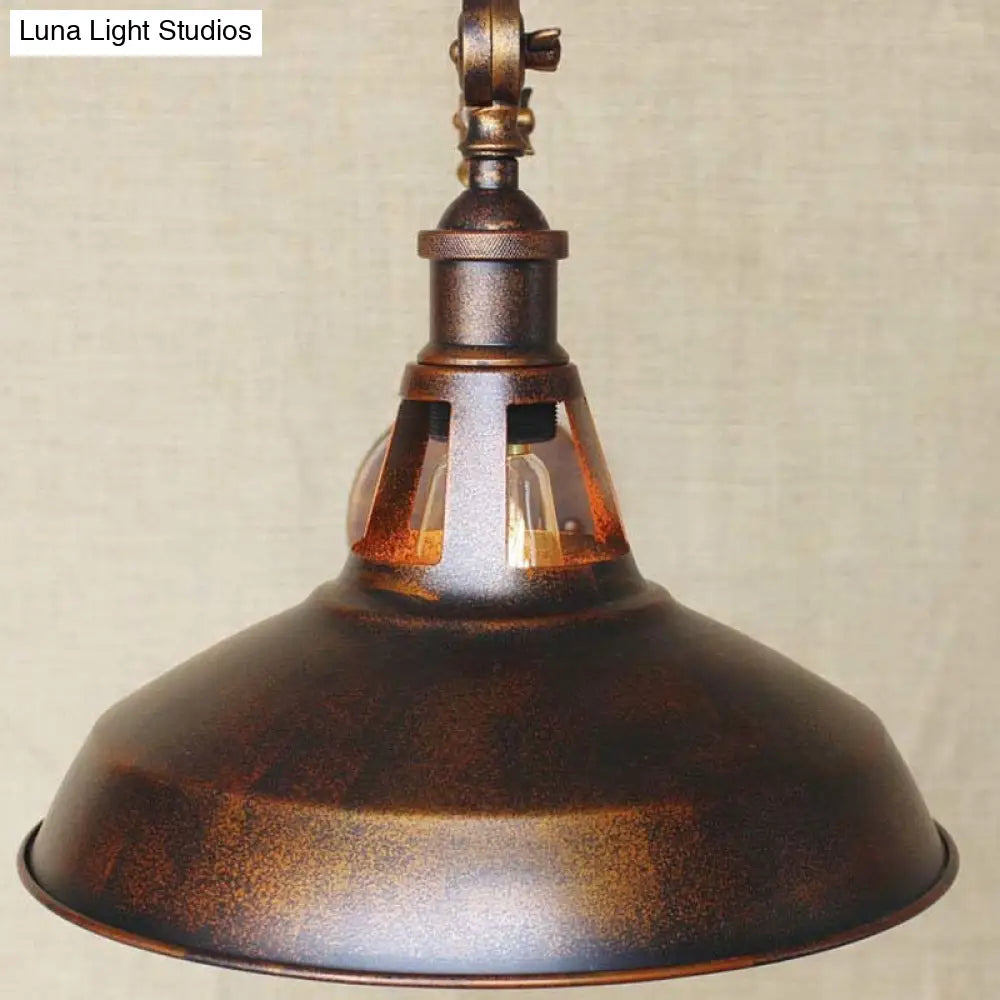 Industrial Metallic Swing Arm Wall Sconce - Black/Rust Barn Shade 1 Light Study Room Mount