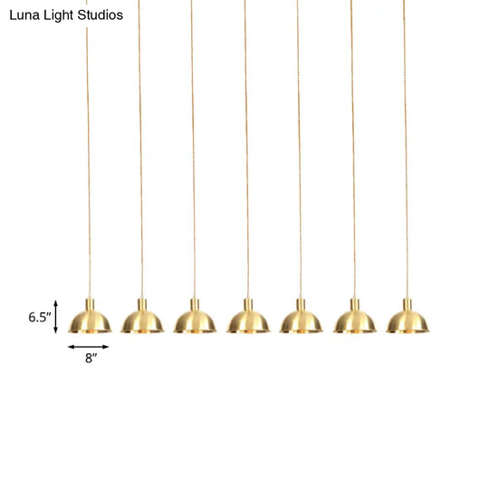 Industrial Multi-Hanging Pendant Lamp With Gold Dome Shade - 3/5/7 Lights For Restaurant Lighting