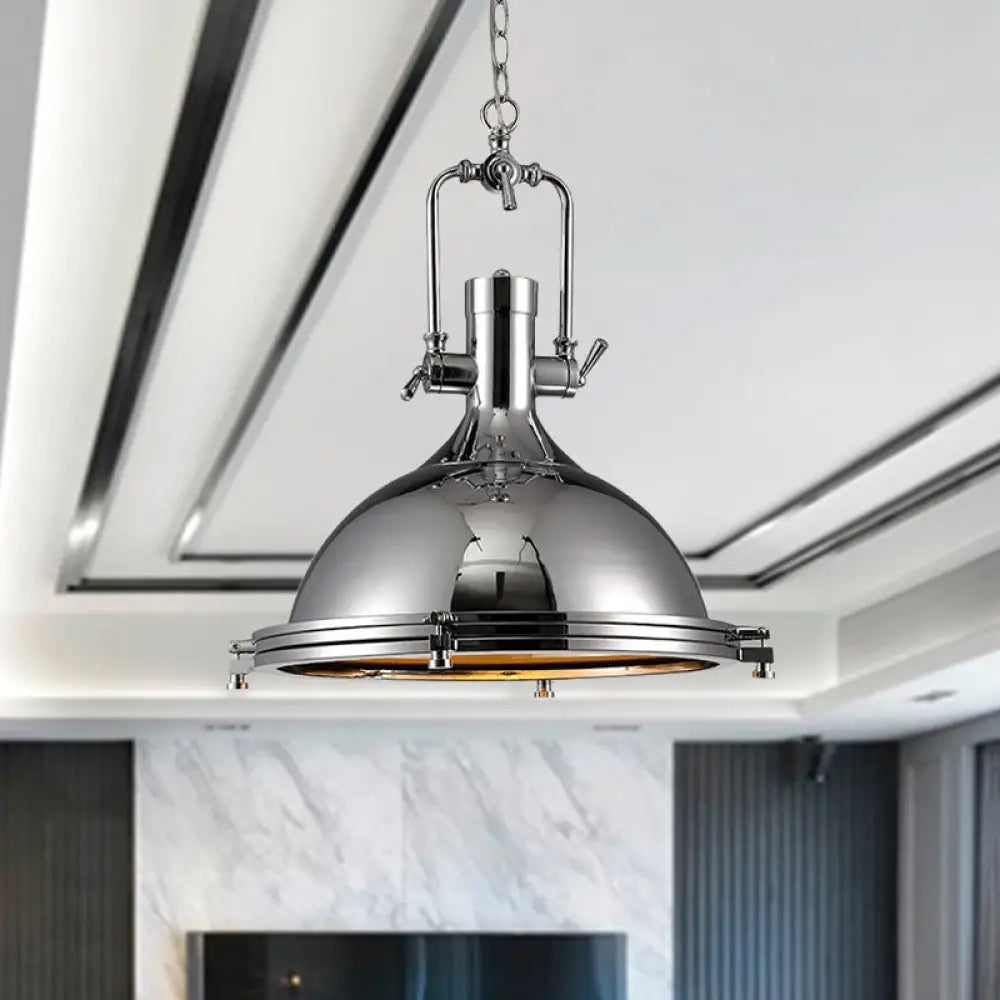 Industrial Nickel Pendant Light With Swivel Joint For Kitchen - Elegant And Bright