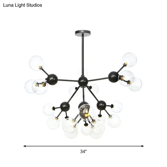 Industrial Orb Chandelier Lamp With Sputnik Design Amber/Clear/Smoke Gray Glass 3/9/12 Lights