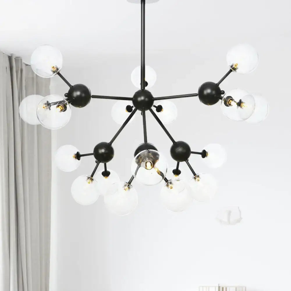 Industrial Orb Chandelier Lamp With Sputnik Design Amber/Clear/Smoke Gray Glass 3/9/12 Lights