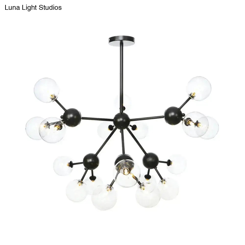 Industrial Orb Chandelier Lamp With Sputnik Design Amber/Clear/Smoke Gray Glass 3/9/12 Lights