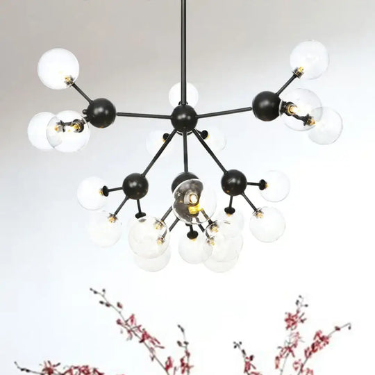 Industrial Orb Chandelier Lamp With Sputnik Design Amber/Clear/Smoke Gray Glass 3/9/12 Lights