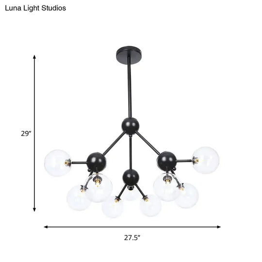 Industrial Orb Chandelier Lamp With Sputnik Design Amber/Clear/Smoke Gray Glass 3/9/12 Lights