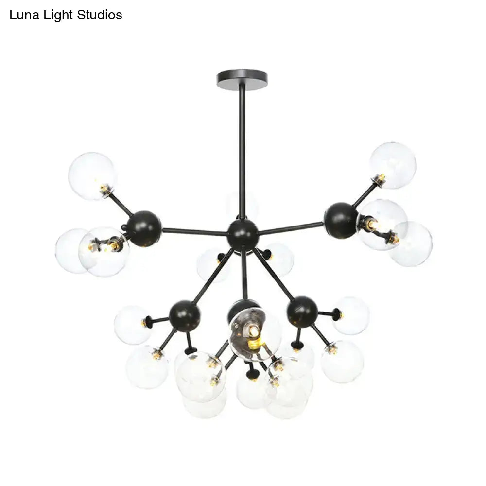 Industrial Living Room Chandelier Lamp With Sputnik Design And Amber/Clear/Smoke Gray Glass - 3/9/12