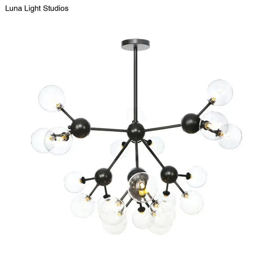 Industrial Living Room Chandelier Lamp With Sputnik Design And Amber/Clear/Smoke Gray Glass - 3/9/12