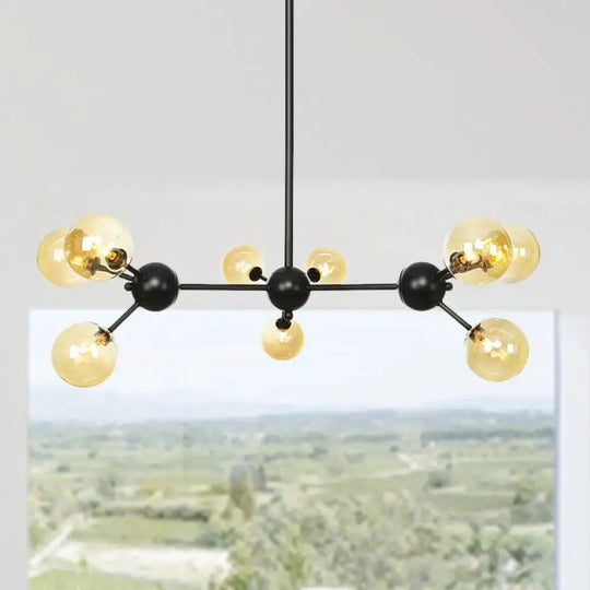 Industrial Orb Chandelier Lamp With Sputnik Design Amber/Clear/Smoke Gray Glass 3/9/12 Lights