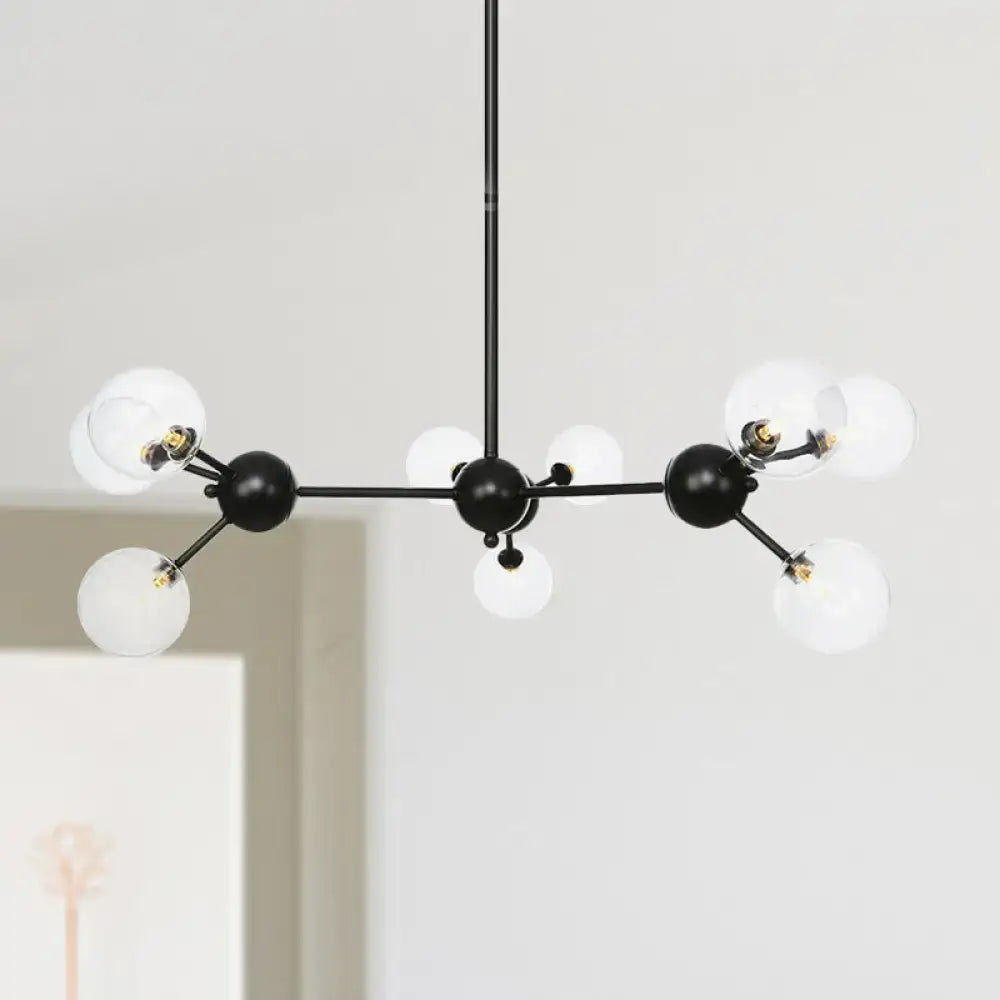 Industrial Orb Chandelier Lamp With Sputnik Design Amber/Clear/Smoke Gray Glass 3/9/12 Lights