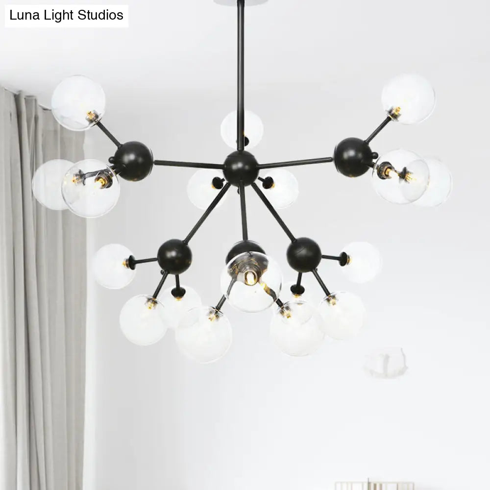 Industrial Living Room Chandelier Lamp With Sputnik Design And Amber/Clear/Smoke Gray Glass - 3/9/12