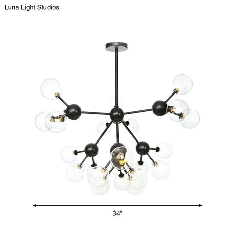 Industrial Orb Chandelier Lamp With Sputnik Design Amber/Clear/Smoke Gray Glass 3/9/12 Lights