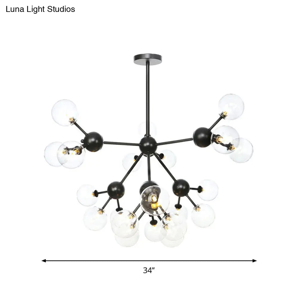 Industrial Living Room Chandelier Lamp With Sputnik Design And Amber/Clear/Smoke Gray Glass - 3/9/12