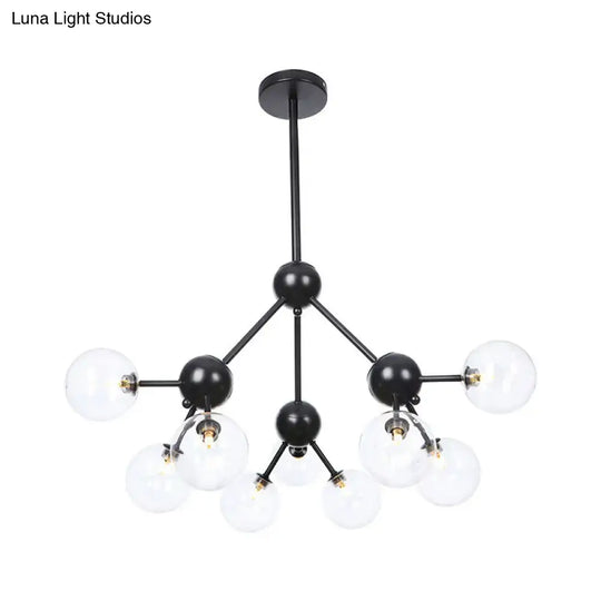 Industrial Orb Chandelier Lamp With Sputnik Design Amber/Clear/Smoke Gray Glass 3/9/12 Lights