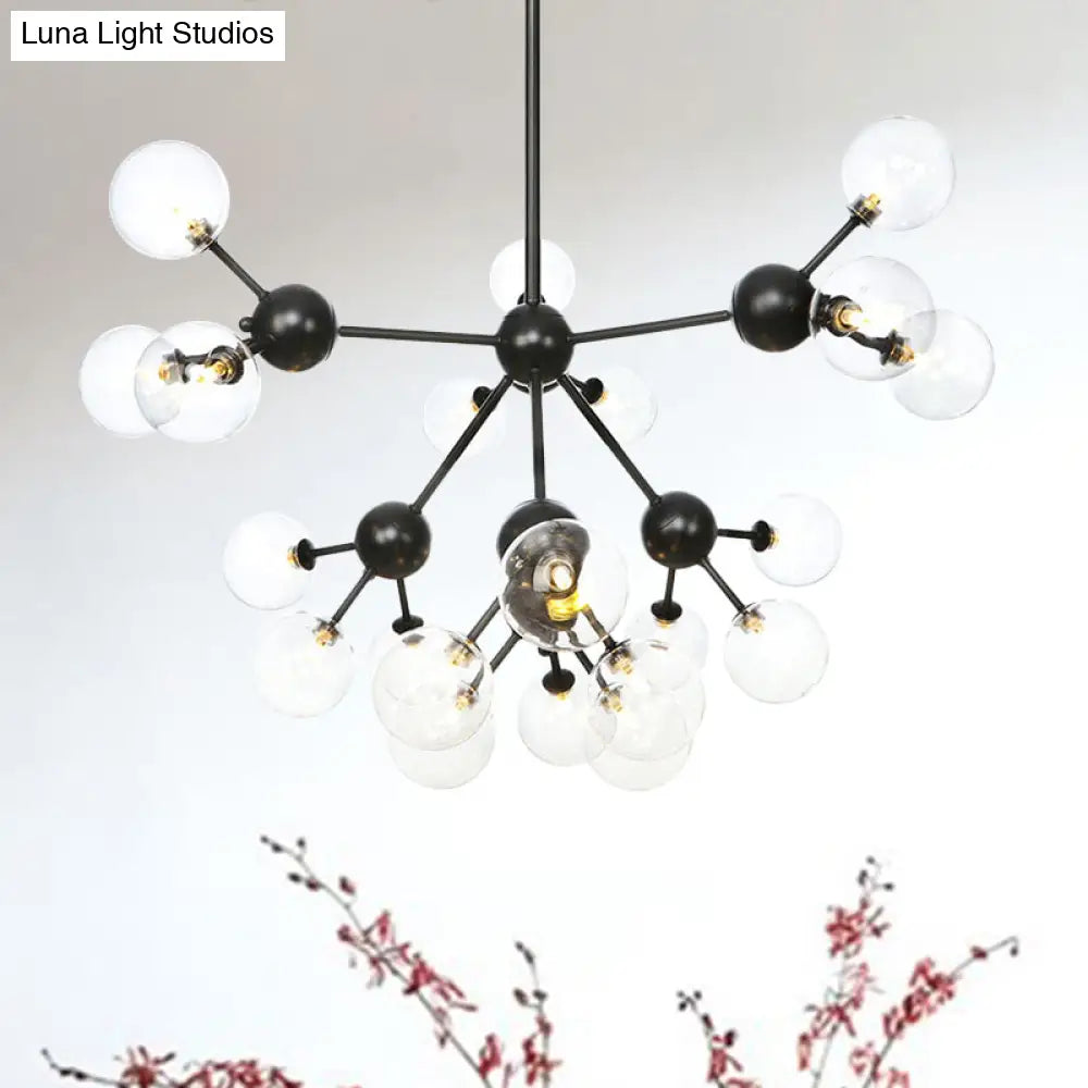 Industrial Living Room Chandelier Lamp With Sputnik Design And Amber/Clear/Smoke Gray Glass - 3/9/12