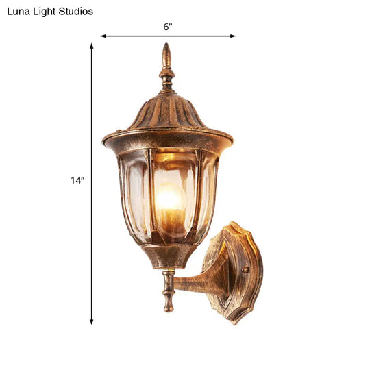 Industrial Outdoor Wall Light Fixture - Kerosene Clear Glass Rust Sconce Lamp