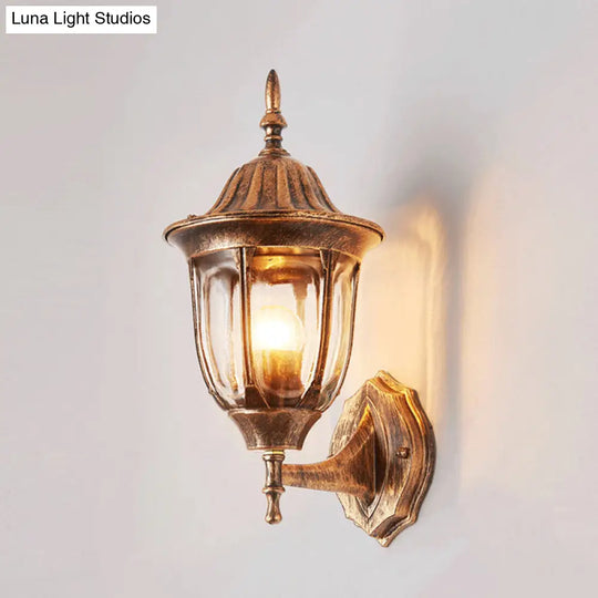 Industrial Outdoor Wall Light Fixture - Kerosene Clear Glass Rust Sconce Lamp