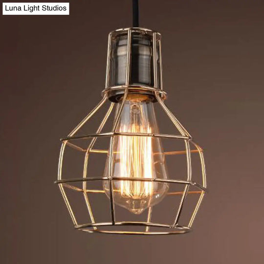 Globe Pendant Light With Industrial Brass Finish - 1 Bulb Kitchen Hanging Lamp Incl. Wire Frame