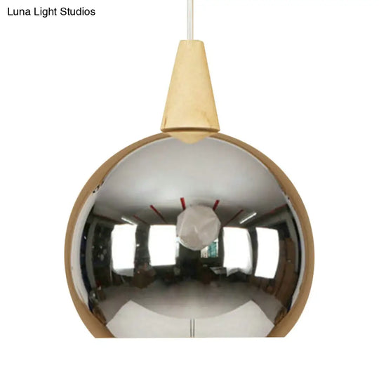 Modern Industrial Hanging Lamp For Bedroom - Single Light Mirror Ball Pendant
