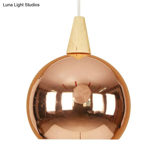 Modern Industrial Hanging Lamp For Bedroom - Single Light Mirror Ball Pendant