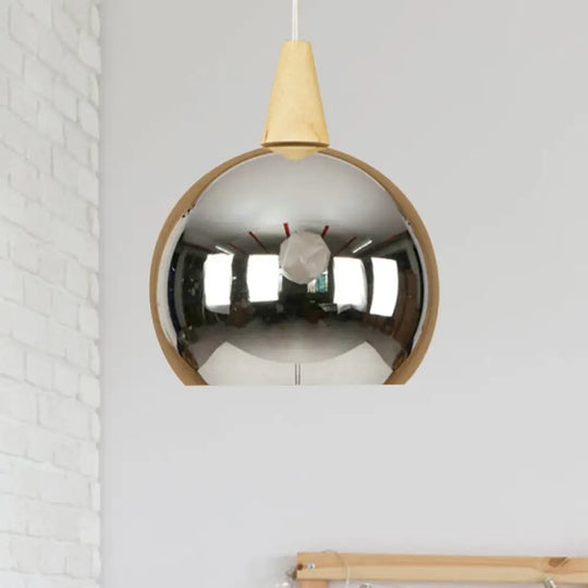 Industrial Pendant Light - Modern Mirror Ball Hanging Lamp For Bedroom Chrome
