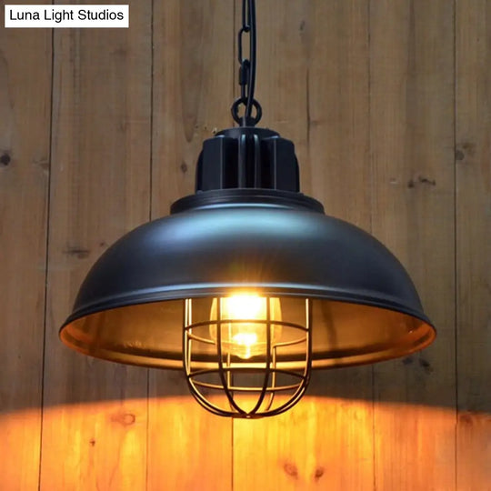 Modern White/Black Pendant Light With Factory Iron Bowl Shape Ceiling Suspension Lamp Black