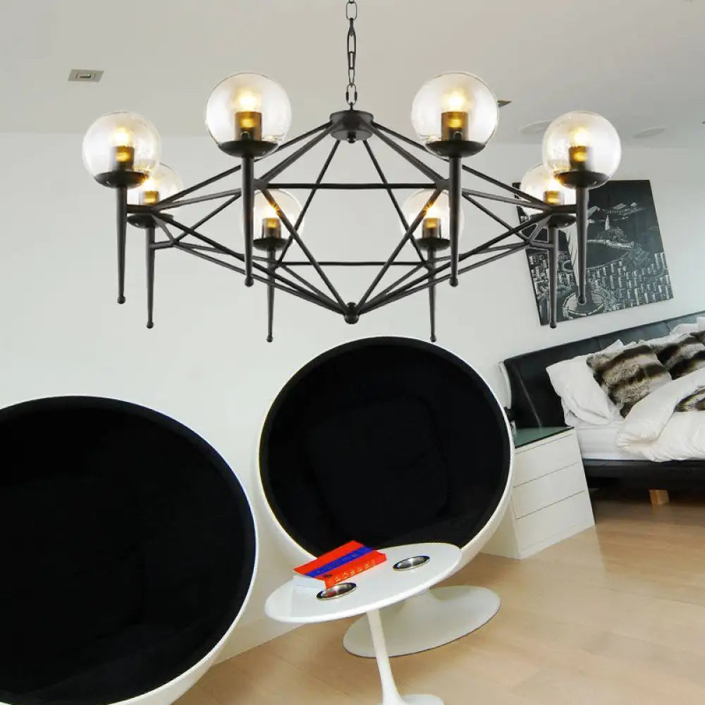 Industrial Pendant Light With Clear Glass Globe Shade - 6/8-Bulb Ceiling Lamp For Dining Room 8 /