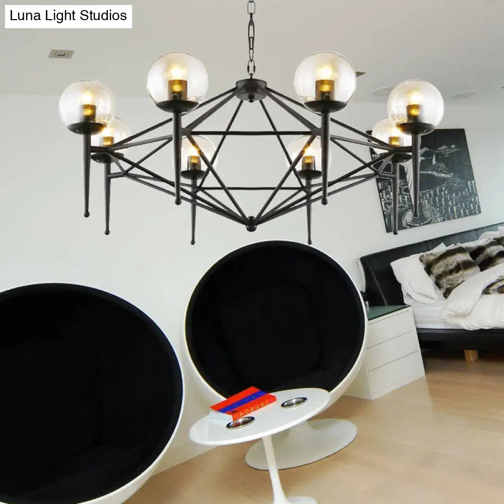 Industrial Pendant Light With Clear Glass Globe Shade - Dining Room Ceiling Lamp (6/8-Bulb) 8 /