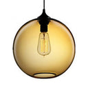 Industrial Pendant Light With Globe Glass Shade In Red Blue Or Grey - 8’/10’ Wide Black Amber / 8’