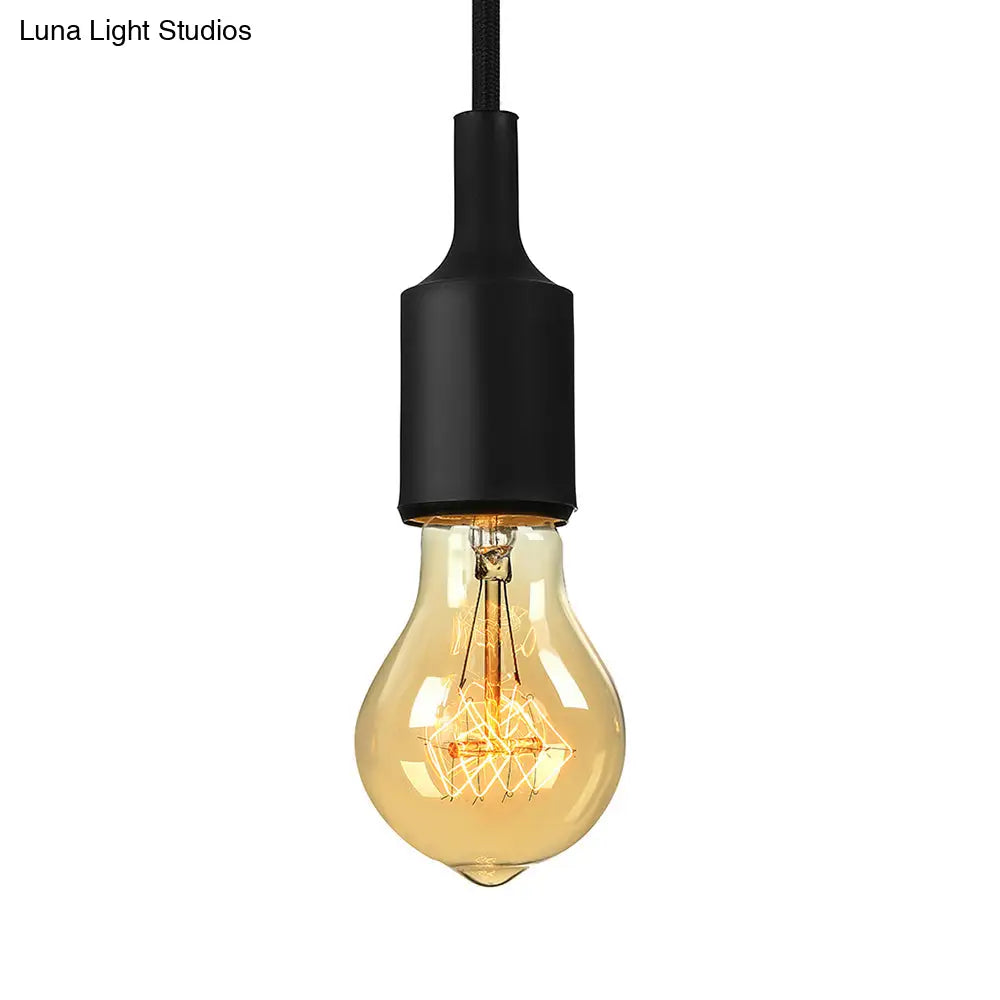 Industrial Pendant Lighting: Silica Gel Exposed Bulb 1 Head Adjustable Cord Black/White