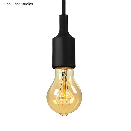 Industrial Pendant Lighting: Silica Gel Exposed Bulb 1 Head Adjustable Cord Black/White