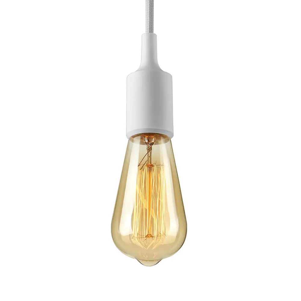 Industrial Pendant Lighting: Silica Gel Exposed Bulb 1 Head Adjustable Cord Black/White White