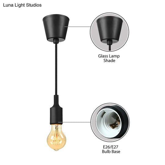 Industrial Pendant Lighting: Silica Gel Exposed Bulb 1 Head Adjustable Cord Black/White