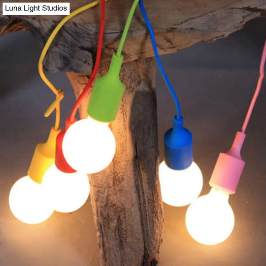 Industrial Silica Gel Pendant Ceiling Light With Adjustable Cord - Exposed Bulb Design For Dining