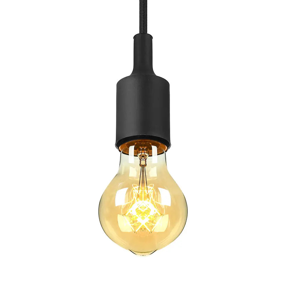 Industrial Pendant Lighting: Silica Gel Exposed Bulb 1 Head Adjustable Cord Black/White Black