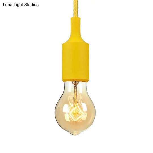 Industrial Silica Gel Pendant Ceiling Light With Adjustable Cord - Exposed Bulb Design For Dining