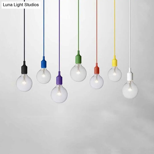 Industrial Silica Gel Pendant Ceiling Light With Adjustable Cord - Exposed Bulb Design For Dining