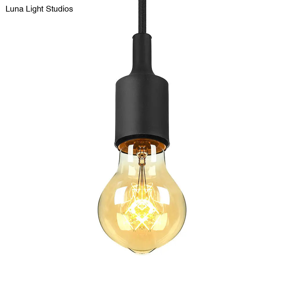 Industrial Silica Gel Pendant Ceiling Light With Adjustable Cord - Exposed Bulb Design For Dining