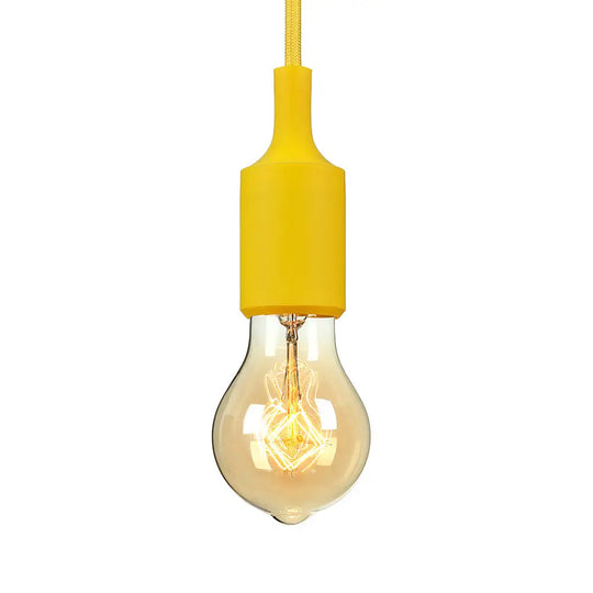 Industrial Pendant Lighting: Silica Gel Exposed Bulb 1 Head Adjustable Cord Black/White Yellow