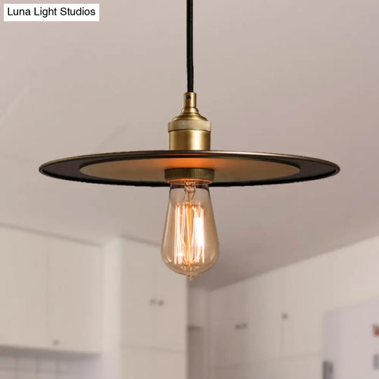 Hallway Pendant Lamp - Industrial Iron Bronze/Copper Finish Flat Shade 1 Light Ceiling Hanging