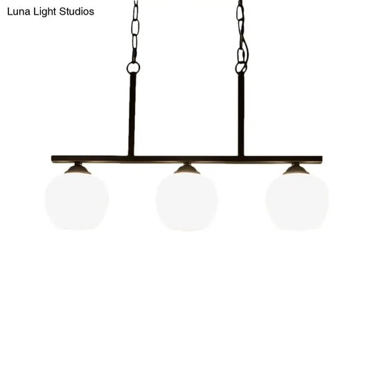 Industrial Pendant Lighting With Opal Glass Globe Shade - Black 3-Light Perfect For Dining Rooms