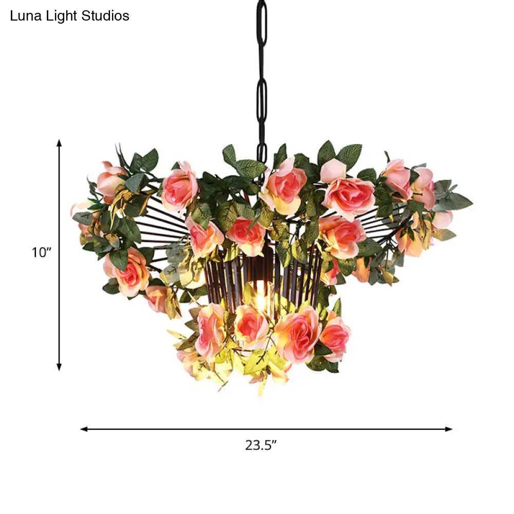 Industrial Pink Metal Pendant Light For Restaurants - 18’/23.5’ Wide 1-Light